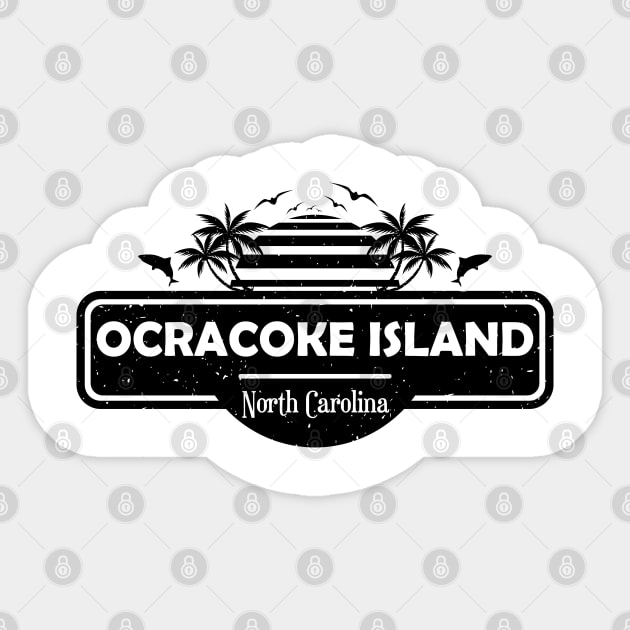 Ocracoke Island Beach North Carolina, Palm Trees Sunset Summer Sticker by Jahmar Anderson